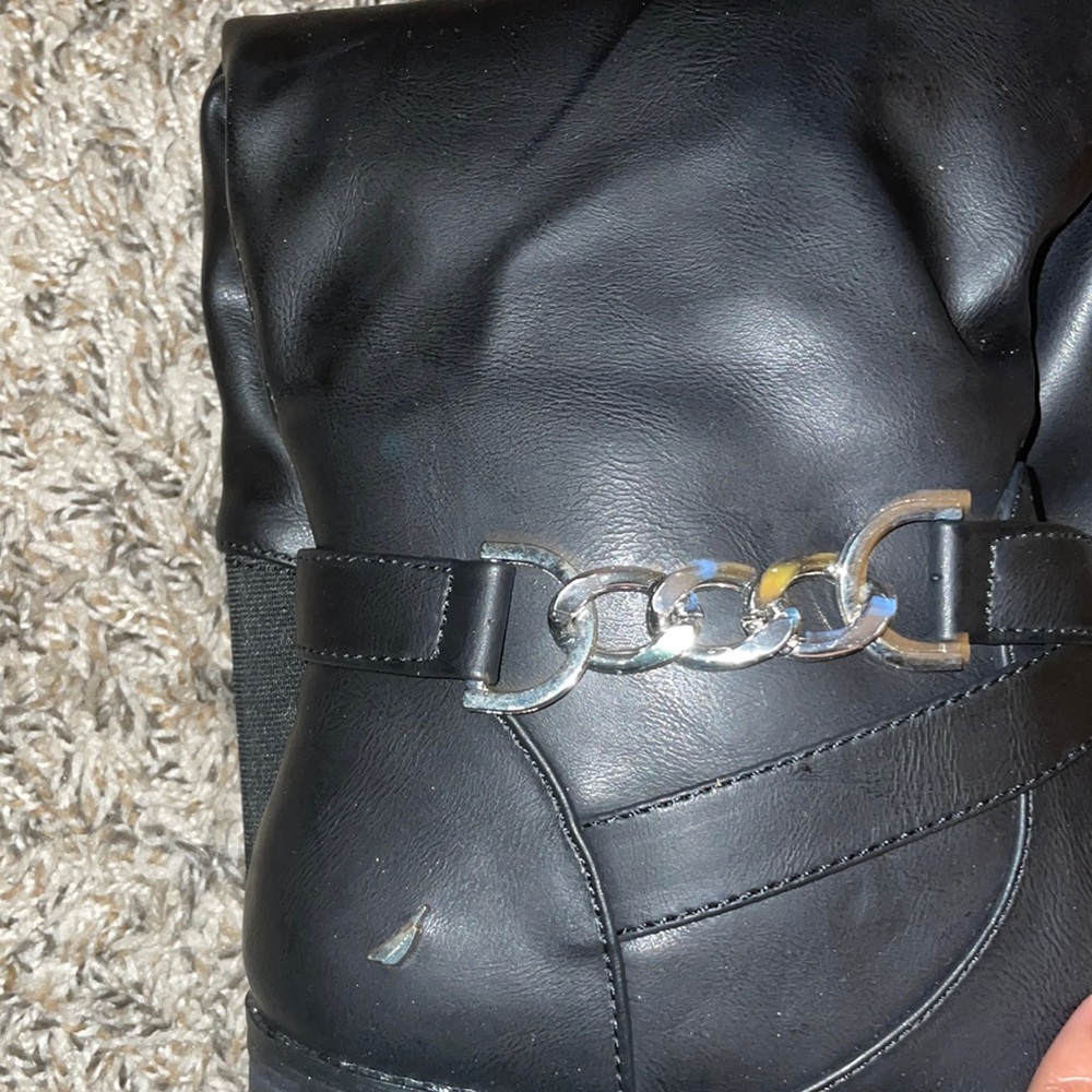 Black Nautica Boots. Size 9.5 Brand New. Calf length, with a stretch band.